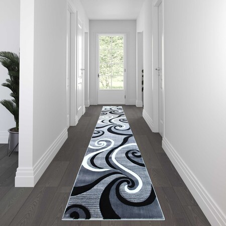 Flash Furniture Gray 3' x 16' Modern Plush Abstract Area Rug KP-RG952-316-GY-GG
